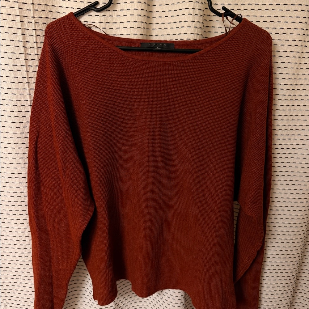 Cyrus Women's Brick Red Crew Neck Sweater